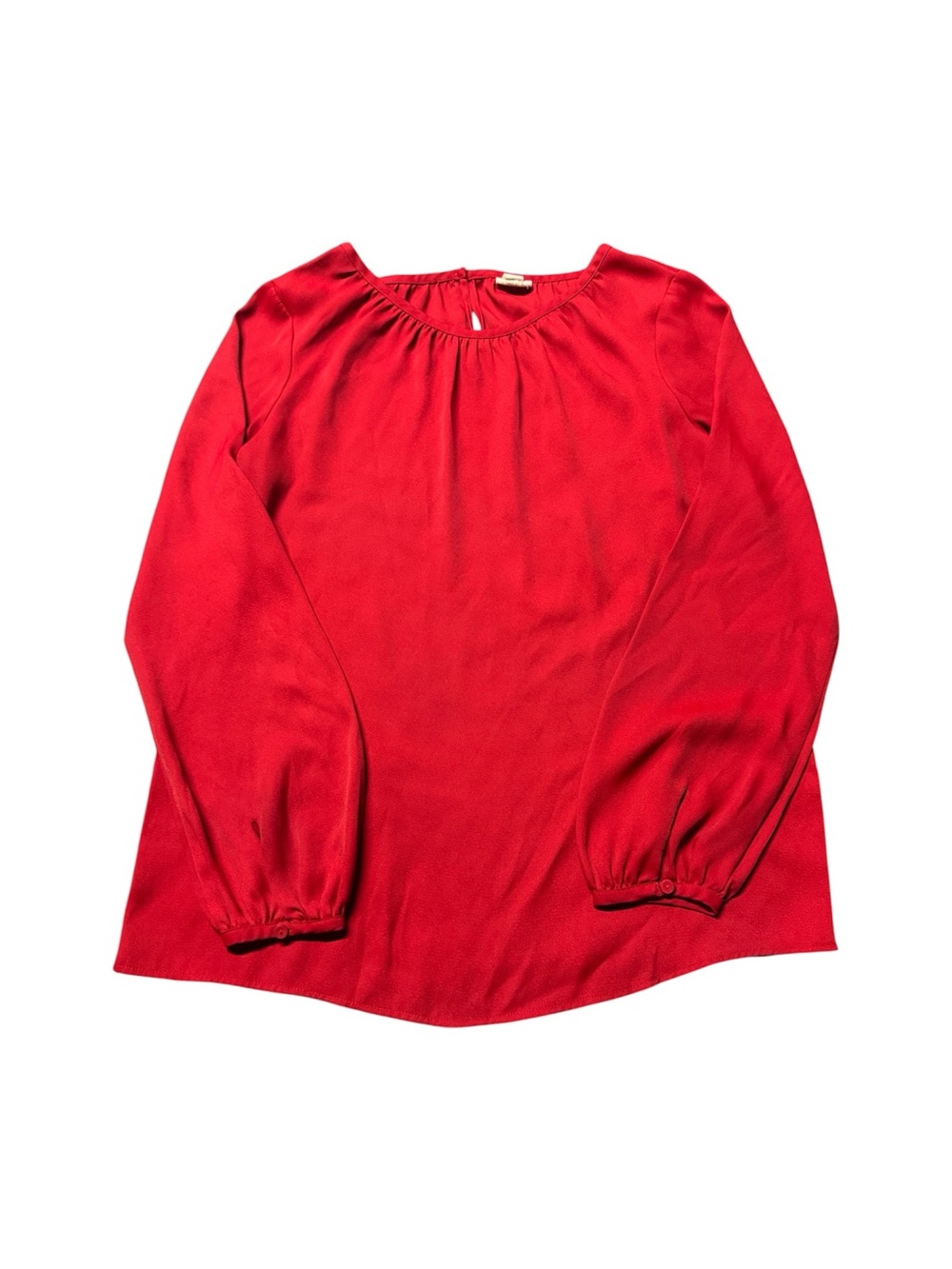 LOFT Ann Taylor Red Long Sleeve Blouse Women’s Size Small Gathered Neck Top